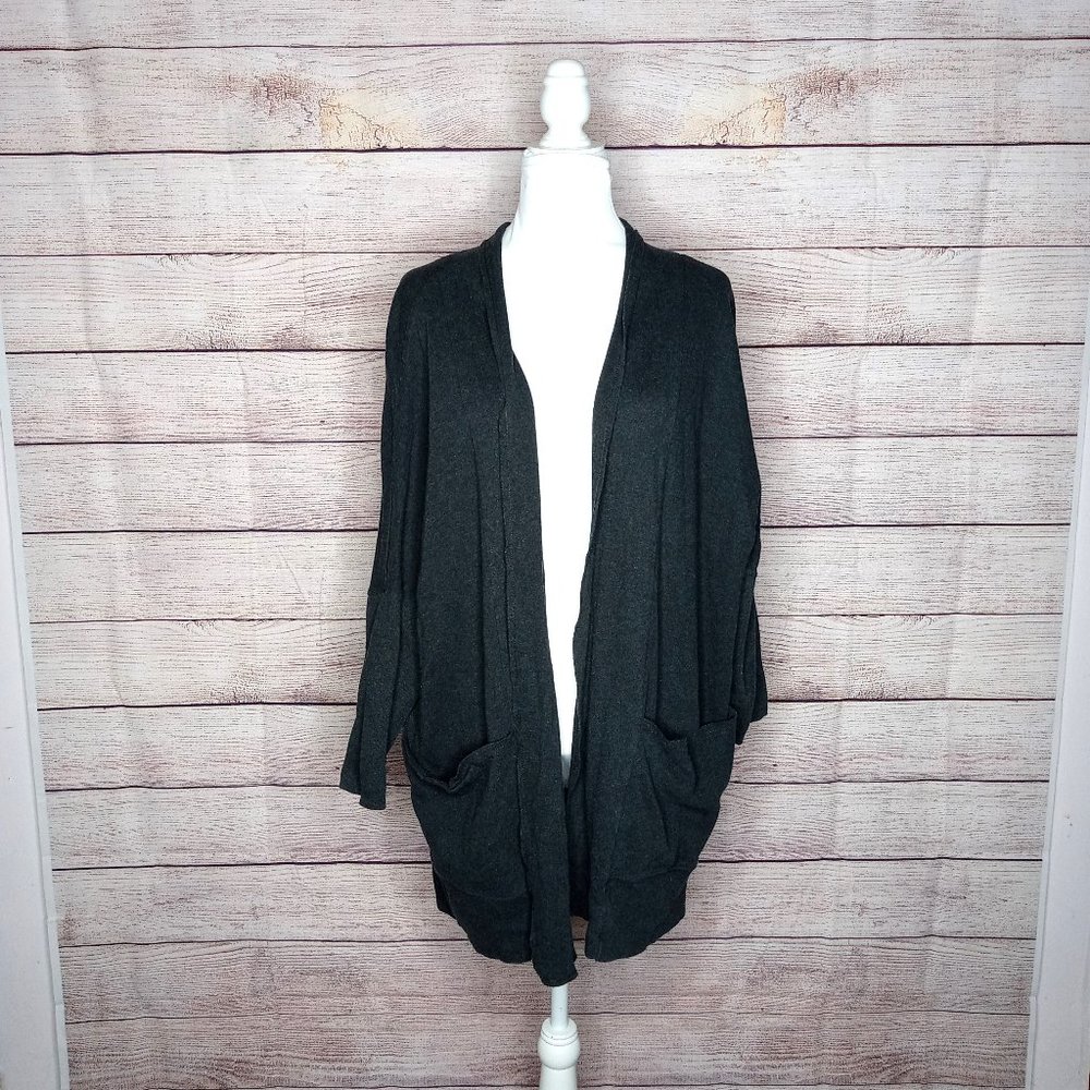 PACT Airplane Cardigan Dark Heather Gray Sustainable Organic Cotton L/XL